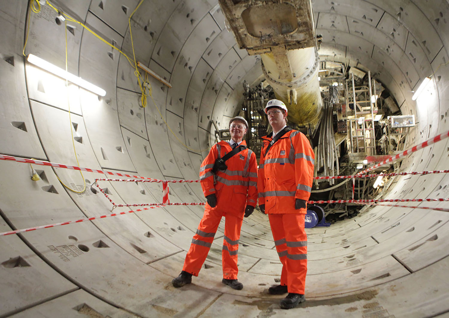 110476_chief secretary to the treasury danny alexander and commercial secretary to the treasury lord deighton given tour of first complete crossrail tunnel