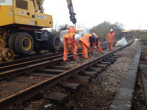 Ballast is replaced under tracks near to Smallbrook Junction [online]